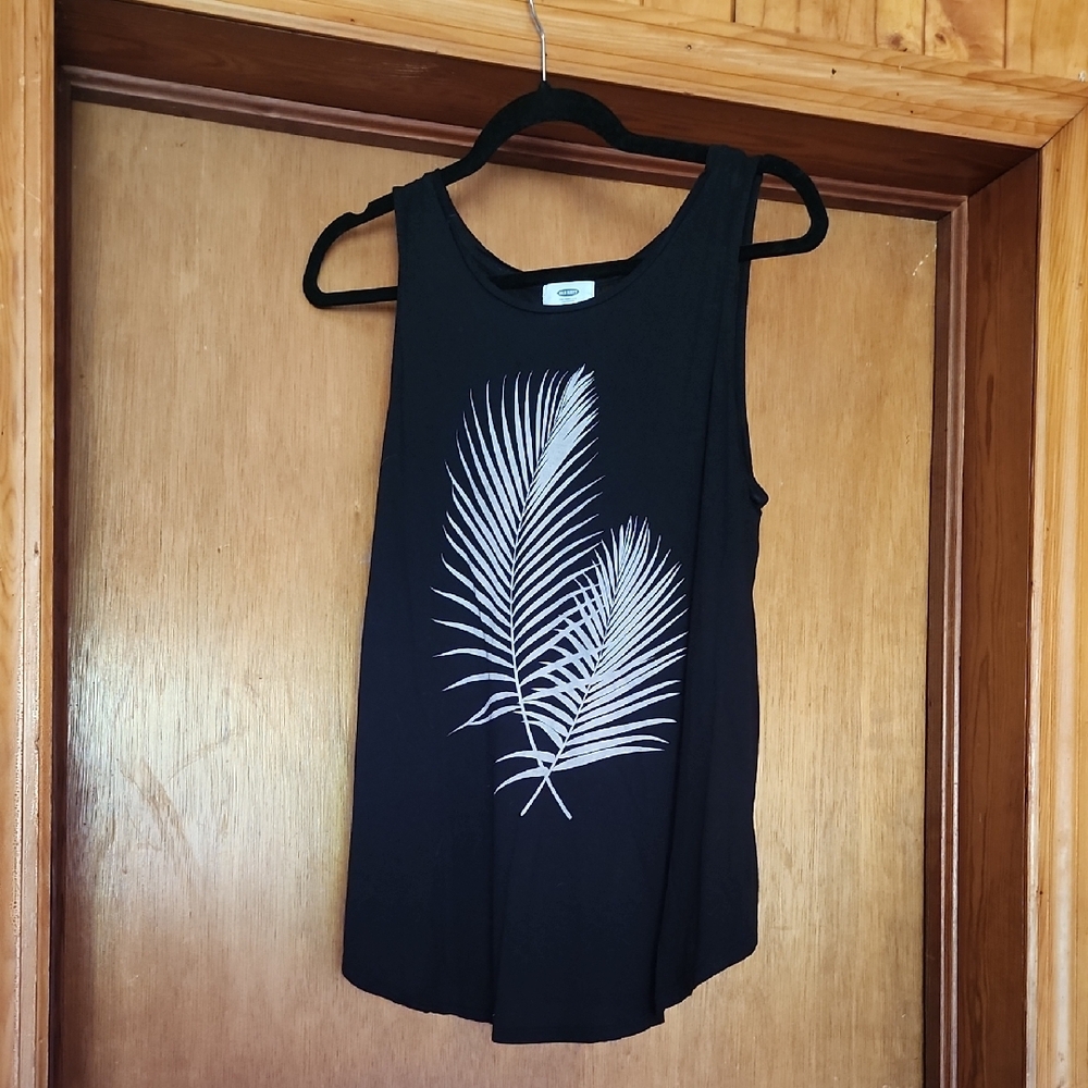 Black Palm Print Tank Top